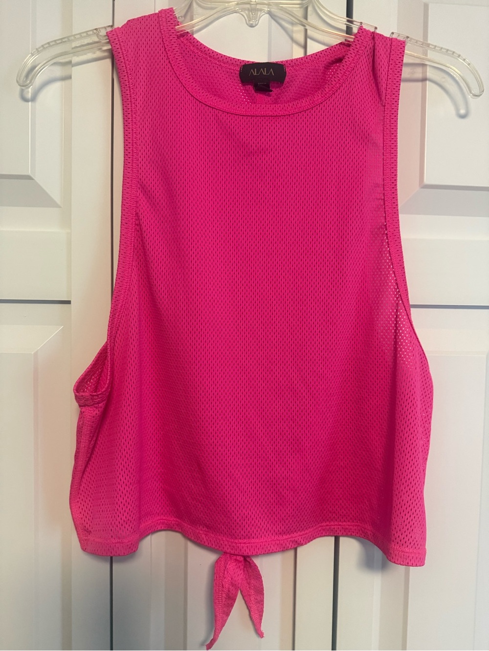 Alala Bright Pink Mesh Tie-Front Muscle Tee